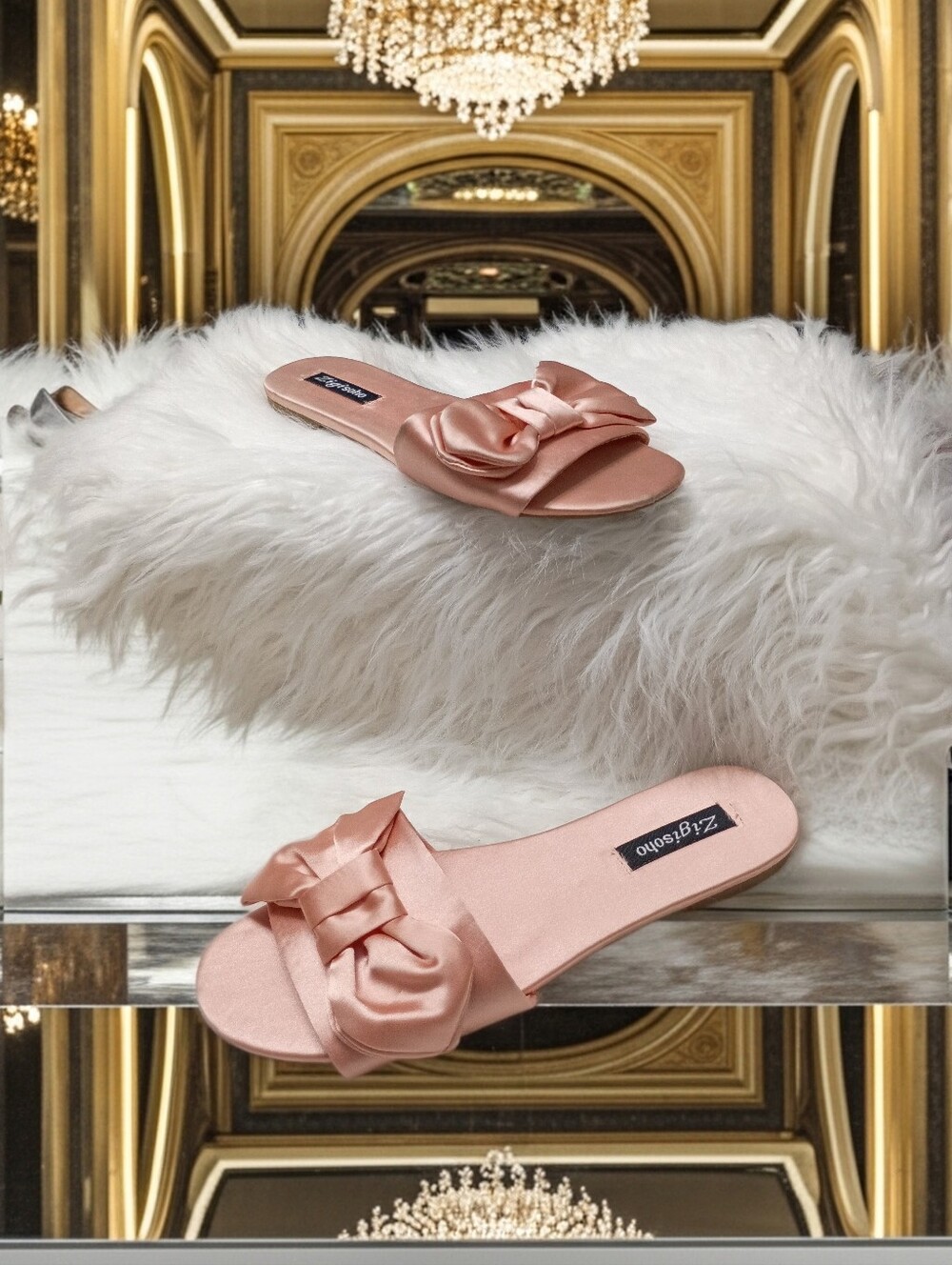 Zigi Soho Valiant Blush Pink Satin Knot Slide Mules Size 8